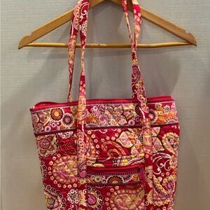 Vera Bradley Red and Pink Quilted Floral Tote